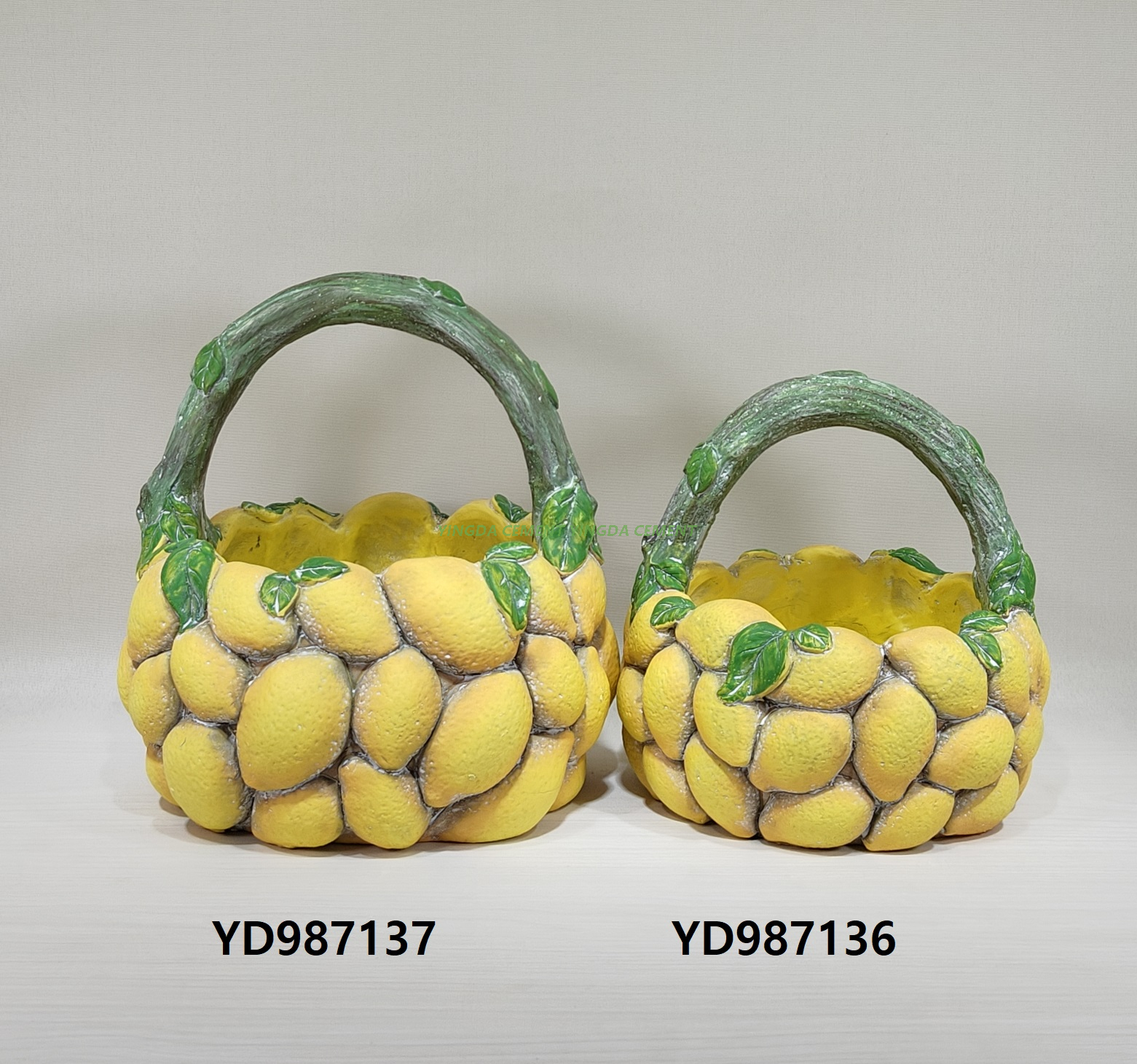 Lemon Flower Pot Home Decor Cement Fruit Vase for Fruit Collections Knick-Knack