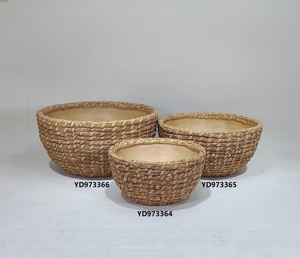 Manufacturer bulk ball shape natural cement garden succulent pot bamboo design cement flower pots