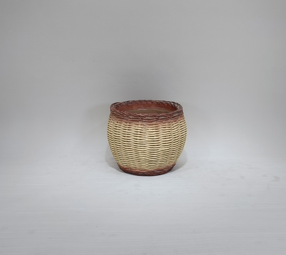 unique bamboo woven basket design succulent flowerpot home decoration cement pots