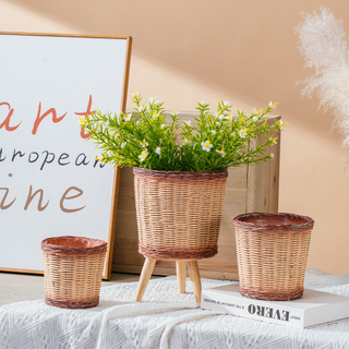 unique woven basket design succulent flowerpot home decoration cement pots planters