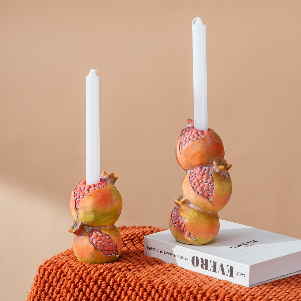  Embossed modern cement candle holder fruits design Pomegranate shape candle holder for gift crafts