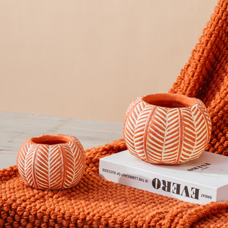 Embossed modern cement garden pot vegetable design pumpkin shape planter flower pot