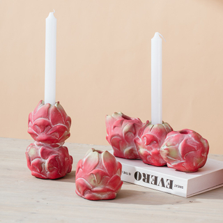  Embossed modern cement candle holder fruits design Dragon fruit shape candle holder for gift crafts
