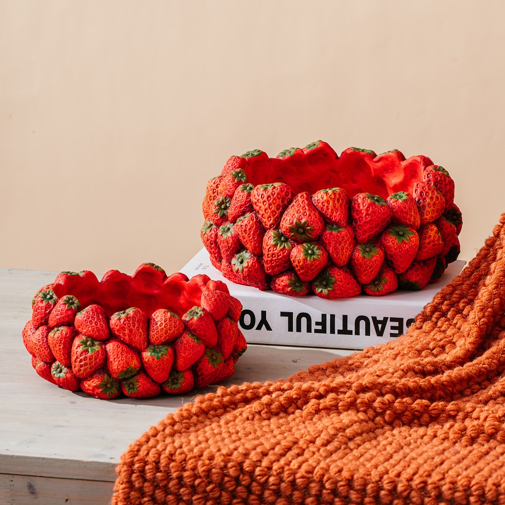 tabletop decoration cement garden pot fruits design strawberry shape cement pot for home decor