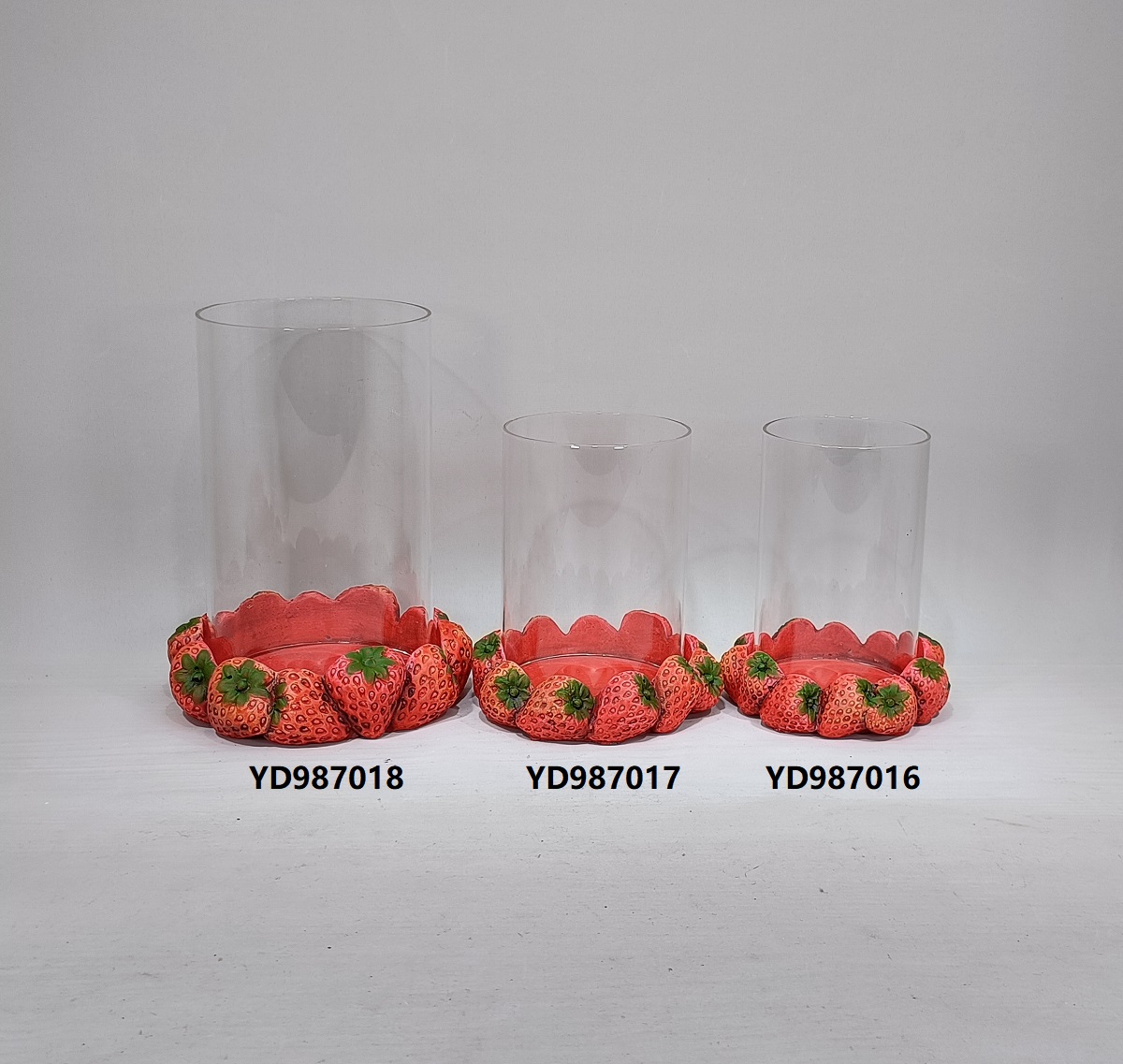 home table top decoration cement tea light cement candle holder fruits design strawberry shape candle holder with glass pot