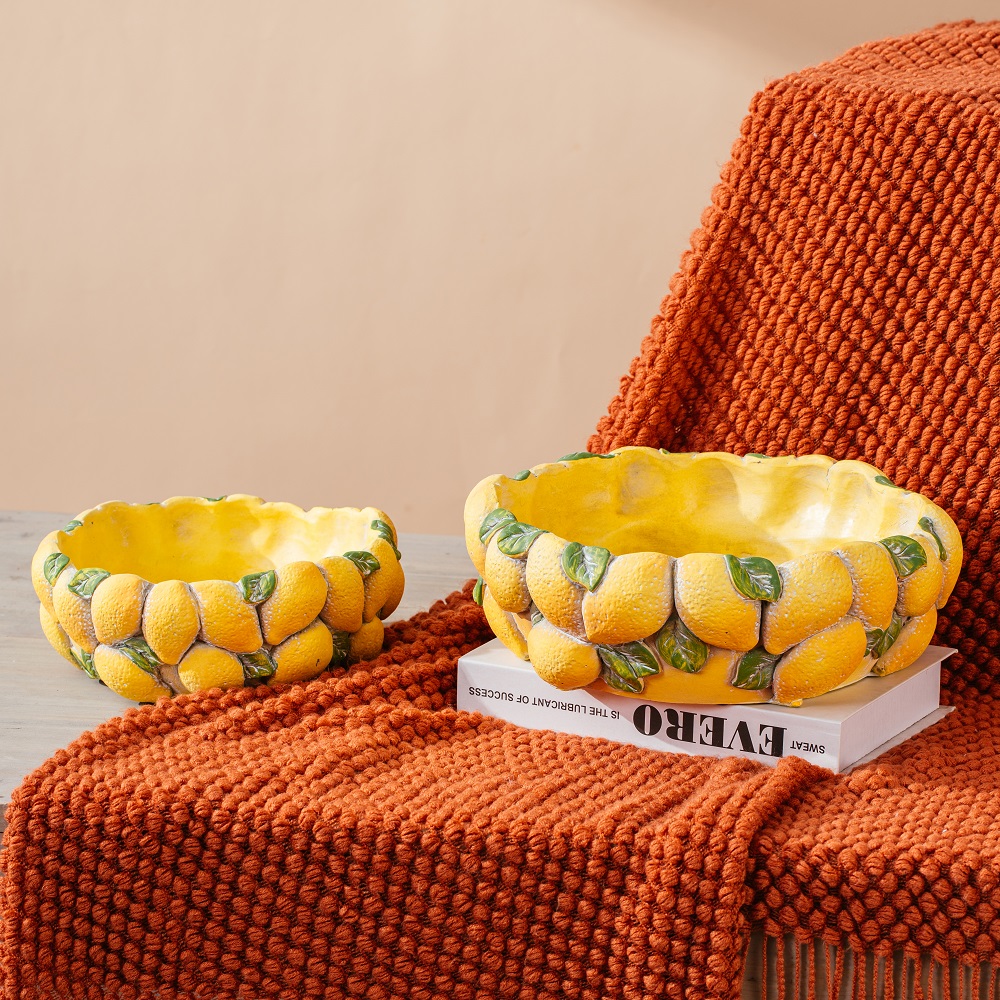 Popular item cement garden pot fruits design strawberry lemon cement pot for home decor