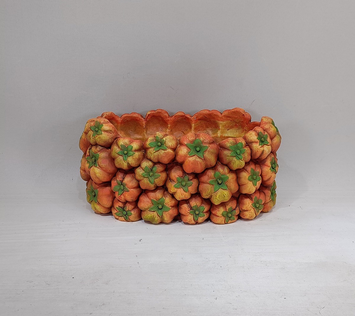 Vegetable Design Tomato Shape oval Flower Pot Embossed Modern Cement Garden Pot 