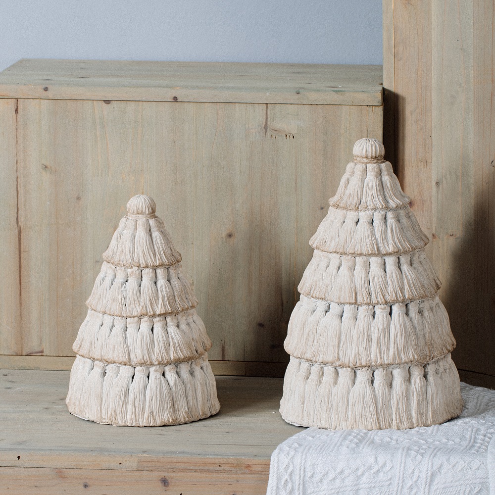 New arrival modern home tabletop decorative handmade matte cement christmas tree decoration