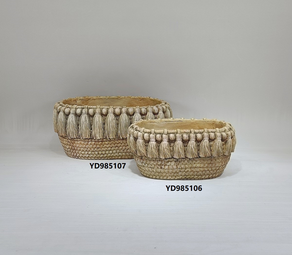 Creative embossed indoor outdoor decorative oval shape concrete succulent pots garden cement flower pot