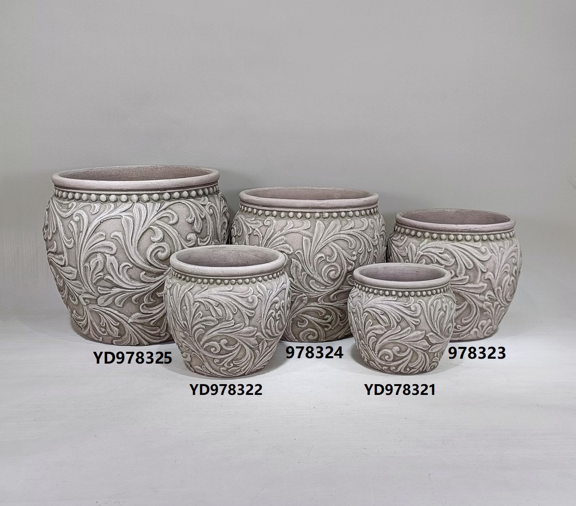 Retro style embossed concrete pots Vintage home decoration garden pots luxury cement flower pots & planters