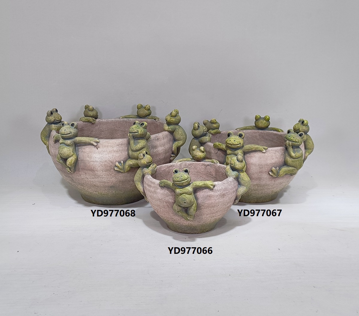 Frog embossed design cement flower pot home garden decoration creative cement flower pot