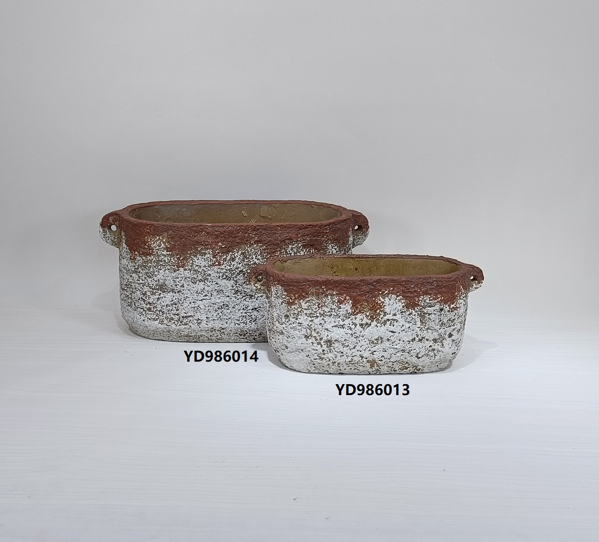 Retro style outdoor decor terracotta plant pot cement bonsai flowerpot concrete flower pot with handle