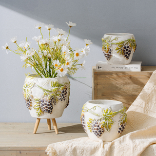 Modern Customized Fruit Pot Hand Crafted Cement Garden Succulent Flower Pots