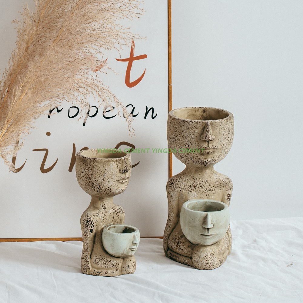 Wholesale Creative Design Matte Face Flower Pot Home Decorative Cement Succulent Planter Pot