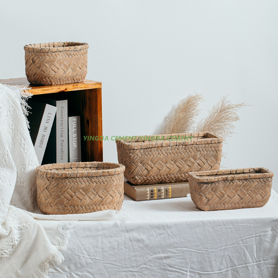 Flower Cement Planter Garden Pot Bamboo Woven View Flower Pots & Planters