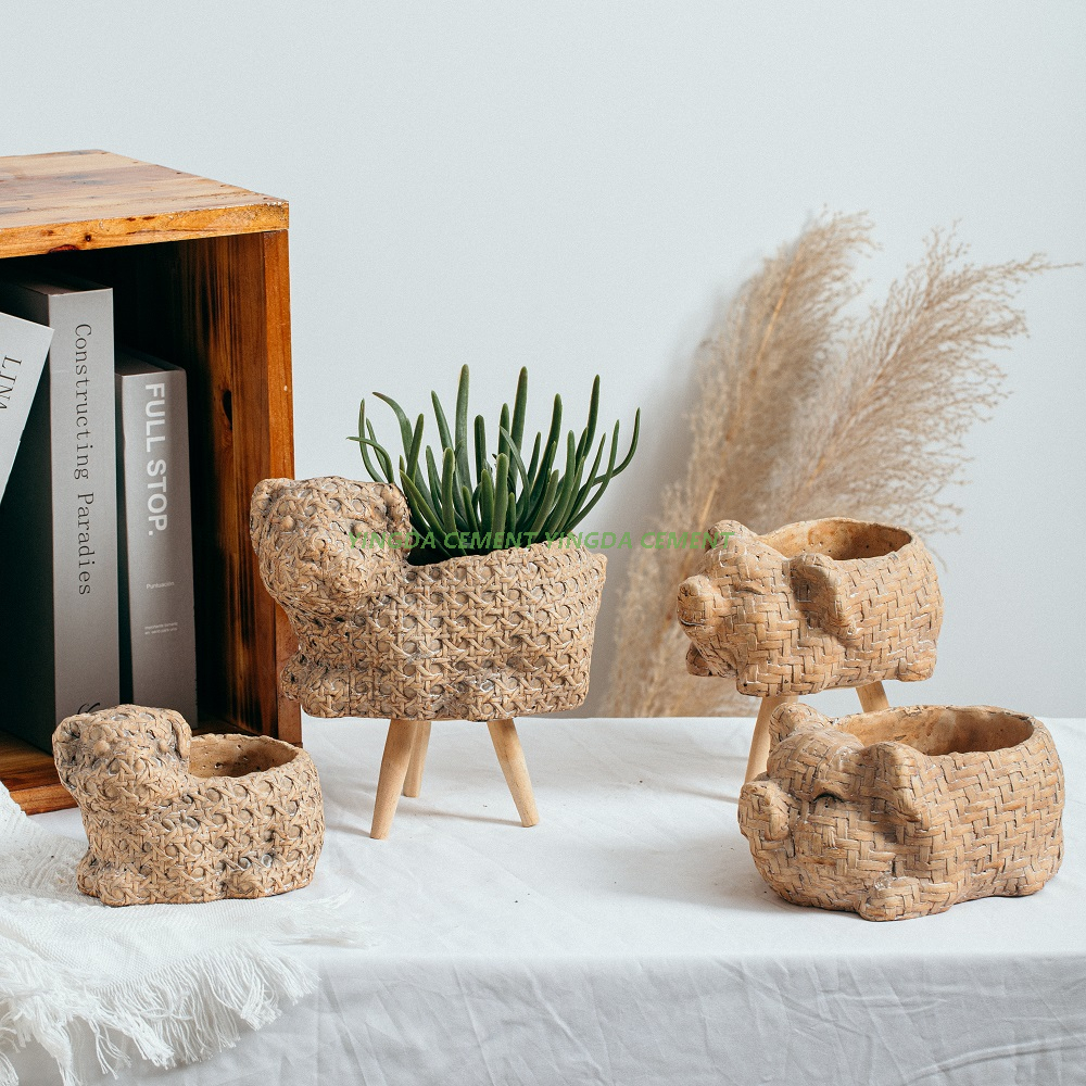 Cute Animal Shape Succulent Planters Pots Small Unique Cement Flower Pot for Home Decoration