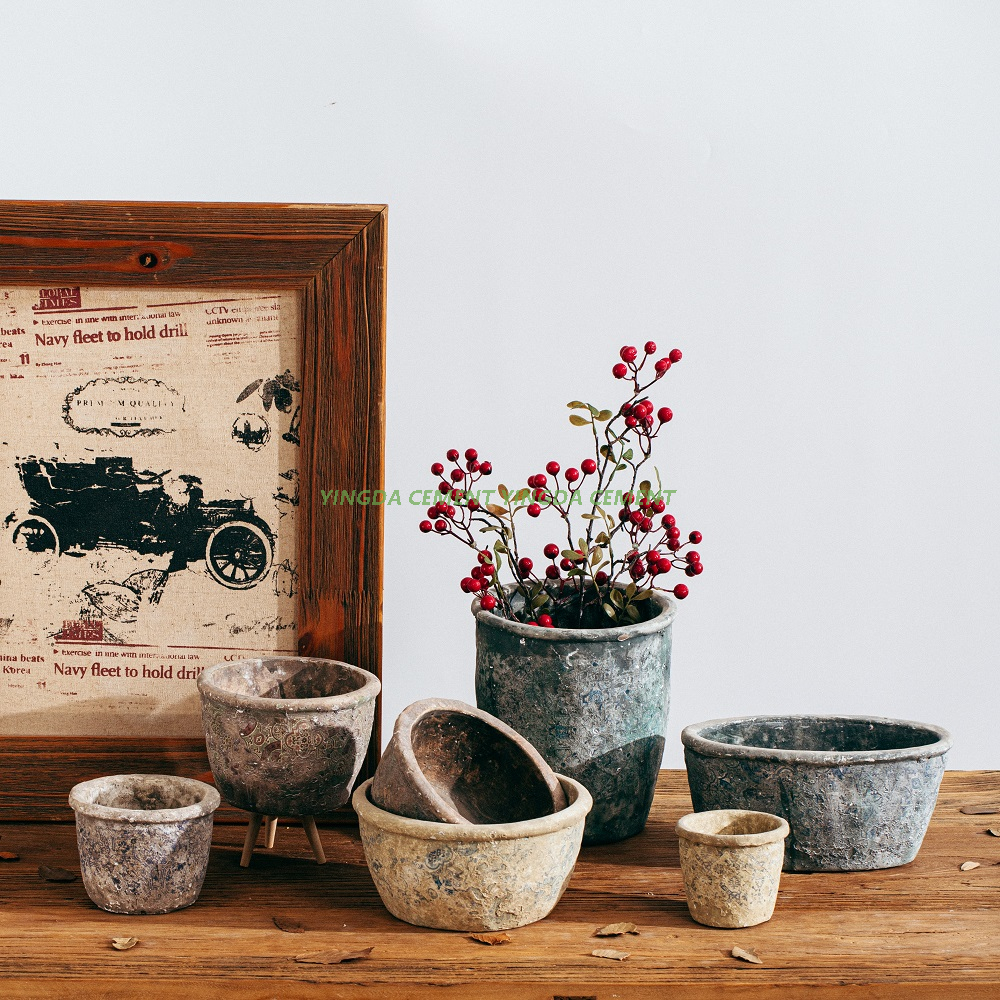 Vintage Style Indoor Outdoor Decorative Cement Succulent Pot Garden Pots Planters