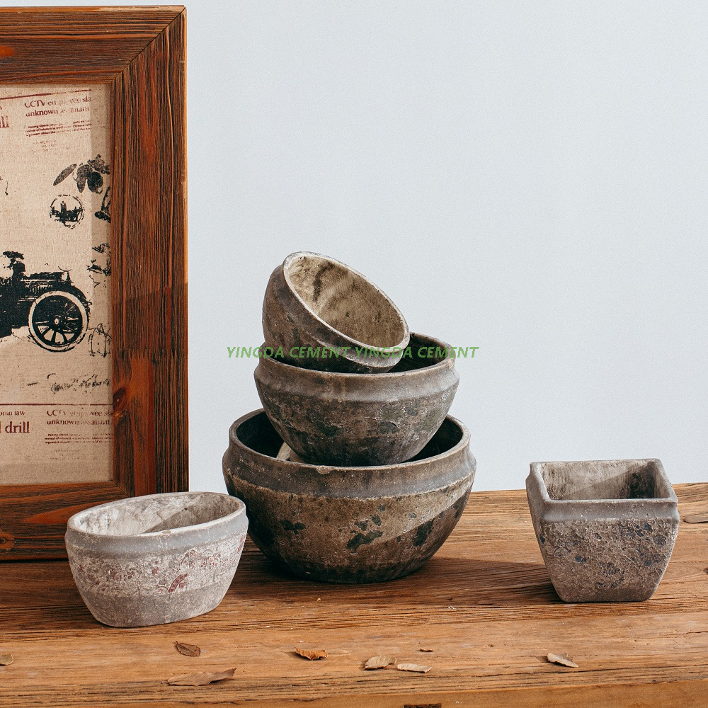  Decal Design Bulk Bonsai Pot Cement Flower Pots Planter for Home Garden Decor