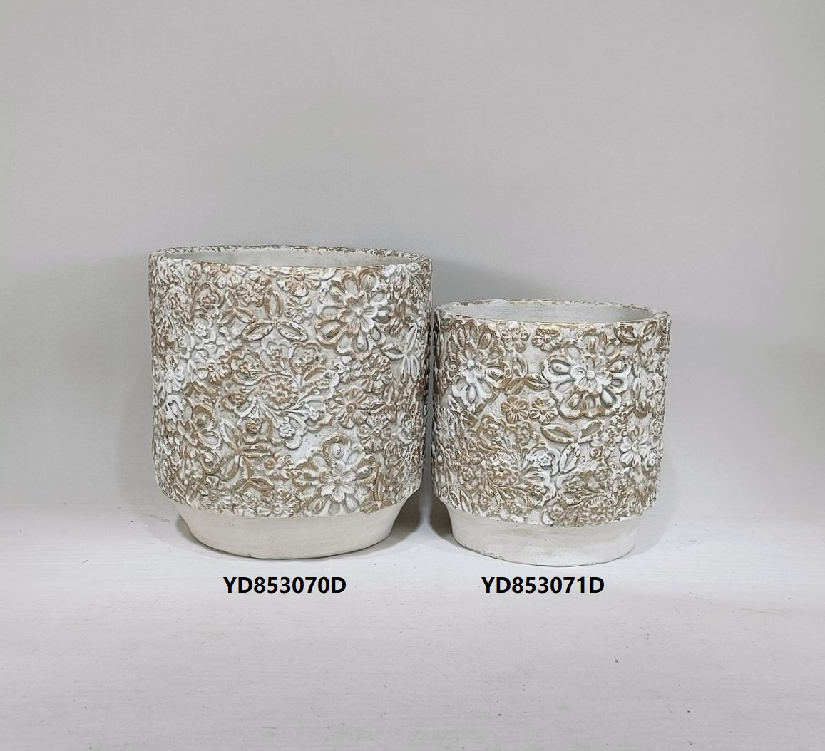 emboss indoor tabletop plant pot wedding decoration cement flower pots