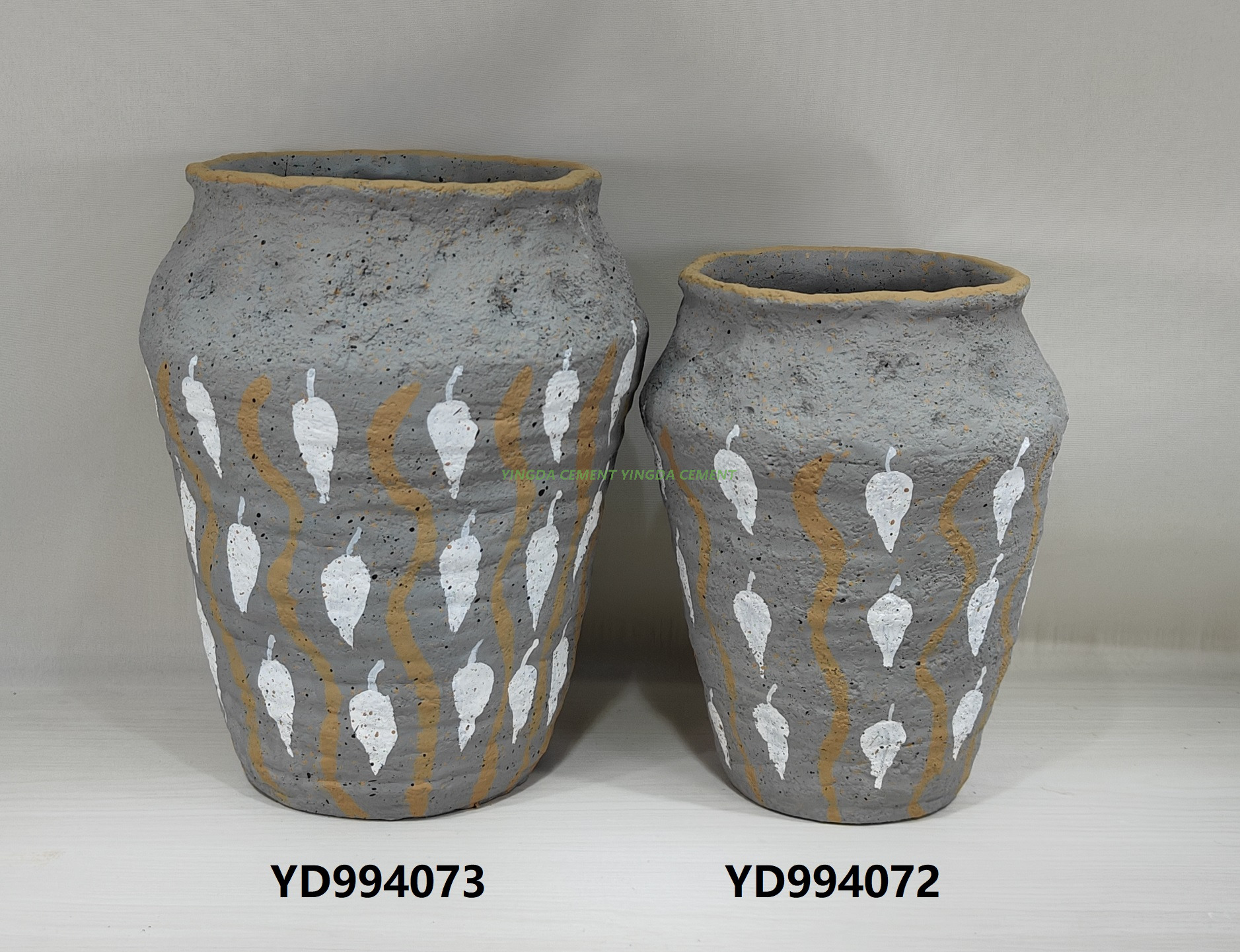 Handmade Cement Concrete Flower Pots With Bases Hand Painted Planter Ceramic Succulent Flowerpot