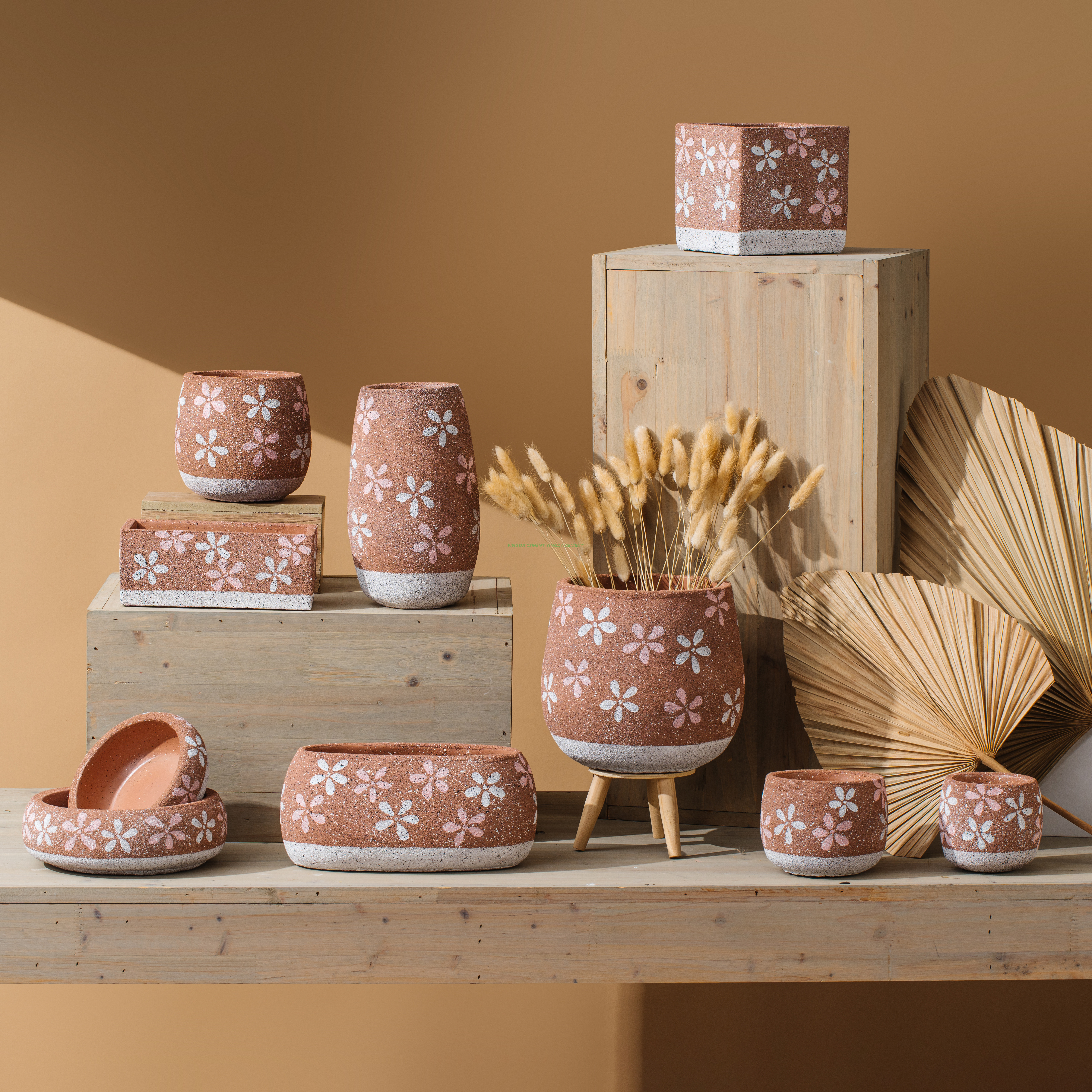 European-StyleCement Flower Pots Outdoor Garden Home Planting Planter Nursery Foam Wrap Powder Coating Vintage Style