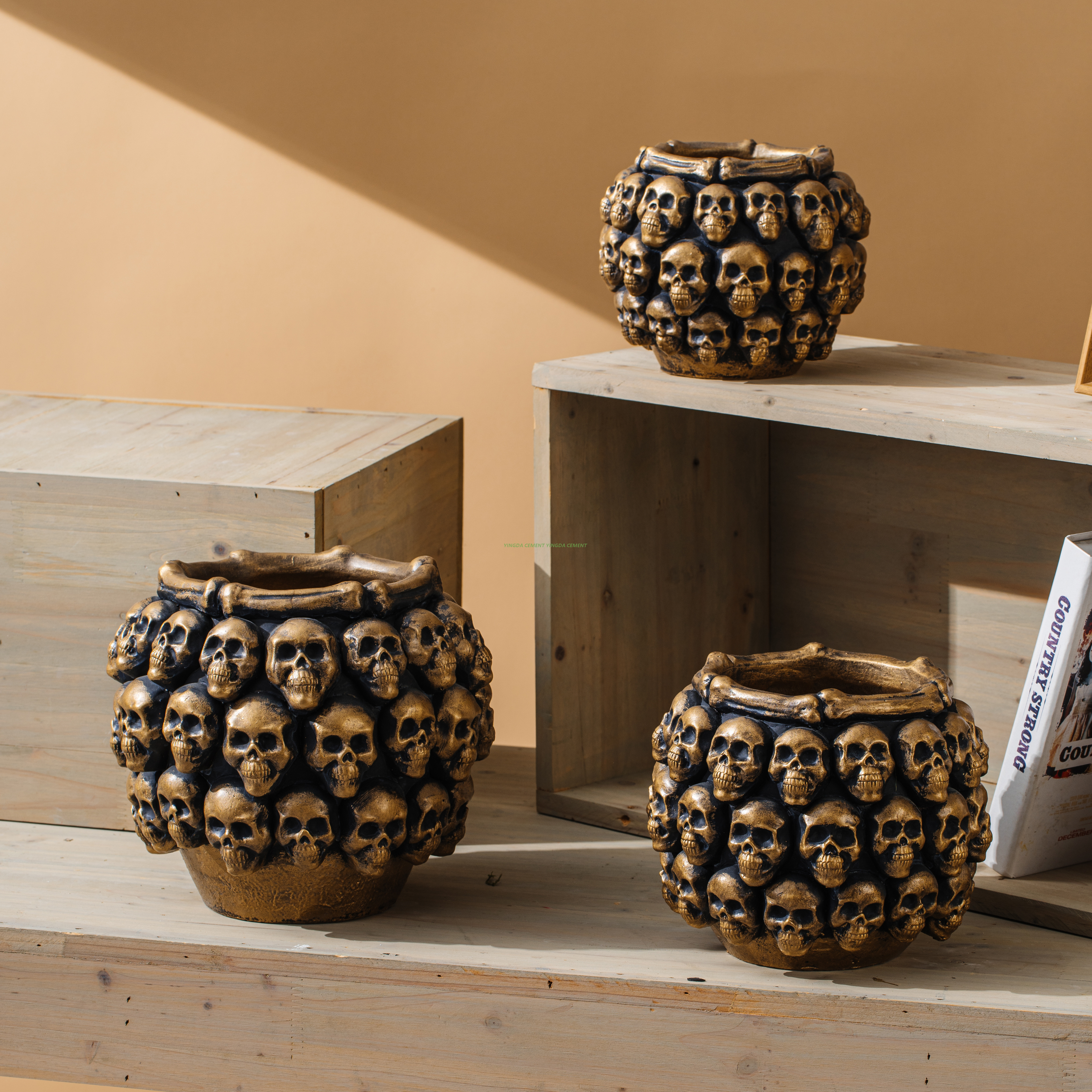 Halloween New Cement Character Flower Pot Creative Succulent Indoor Skull Pottery Craftsmanship Decoration Flower Pot