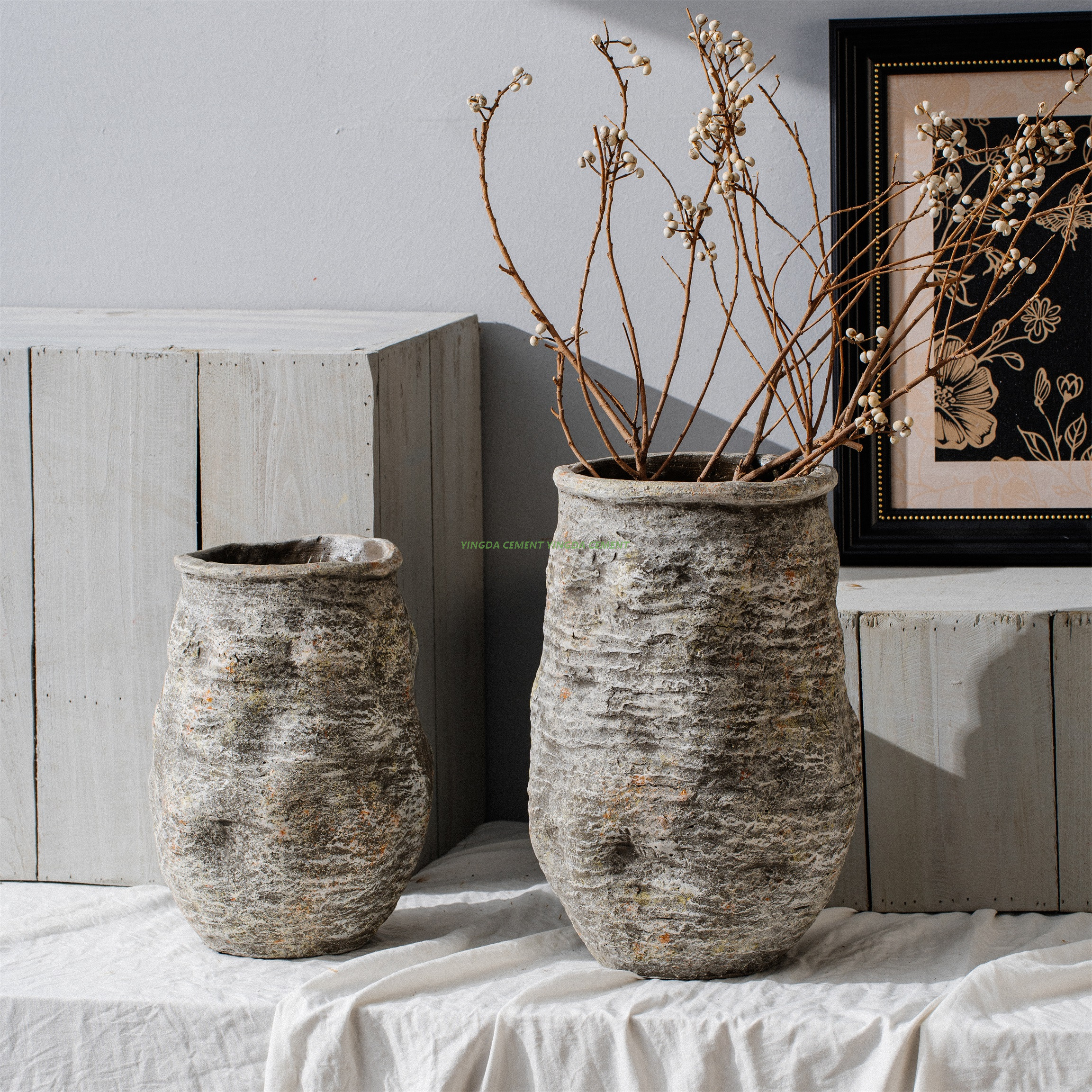 Flower Pot Outdoor Planter Round Cement Concrete Pots Nordic Plant Pot