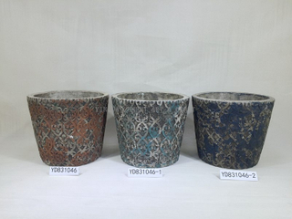 Painted Embossing 5.5“ Cement Round Plant Pots