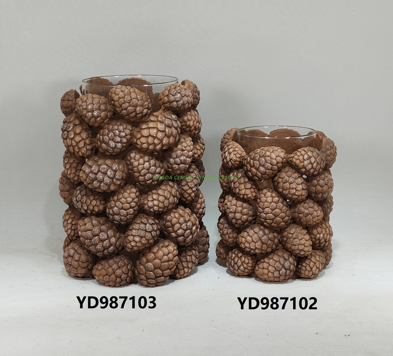  Creative Cement Pine-cone Design Art Sculpture Desktop Porcelain Plant Pot Cement Flower Vase for Home Decoration