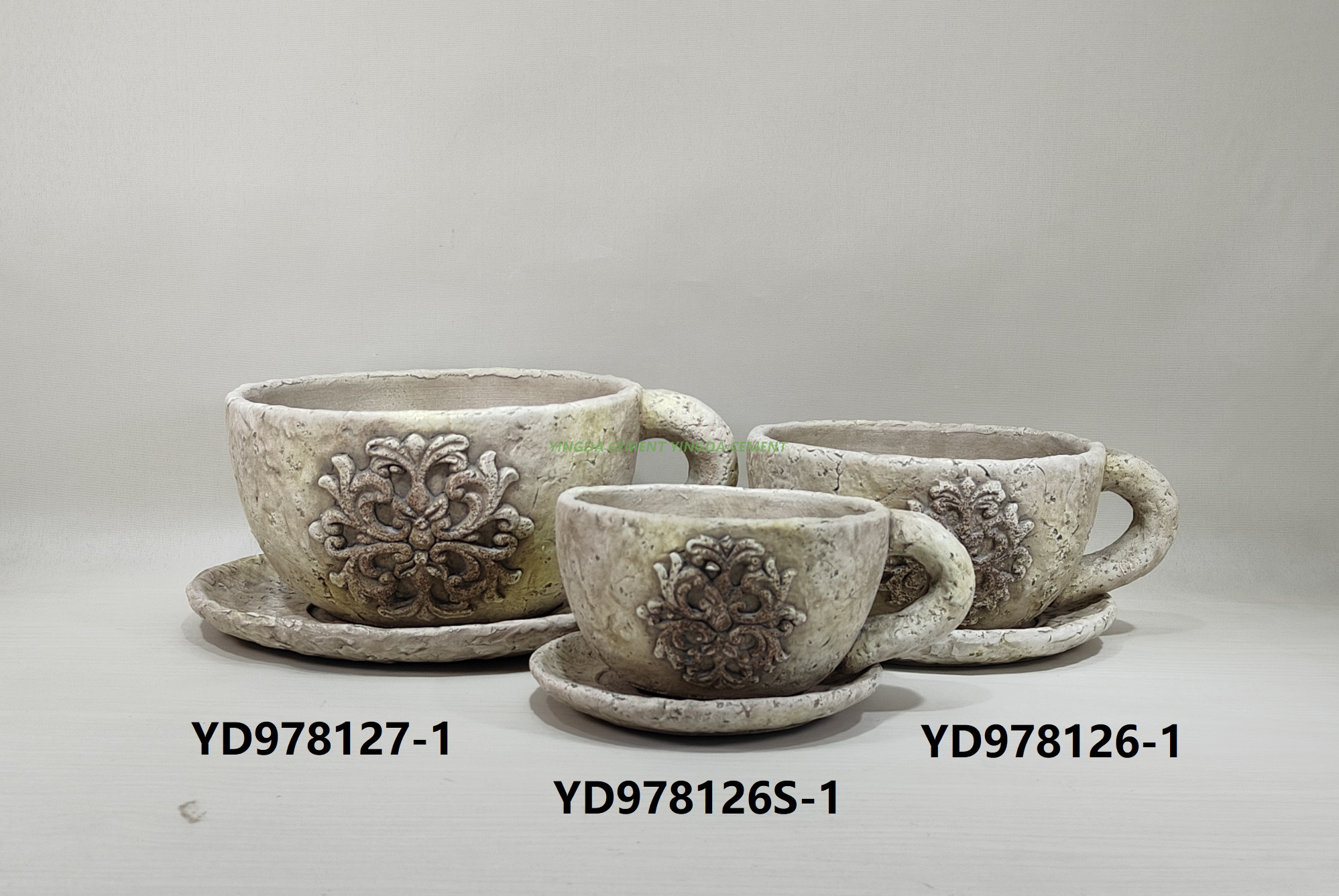 High Quality European Style Embossed Concrete Flower Pot Outdoor Balcony Cement Garden Pots & Planters
