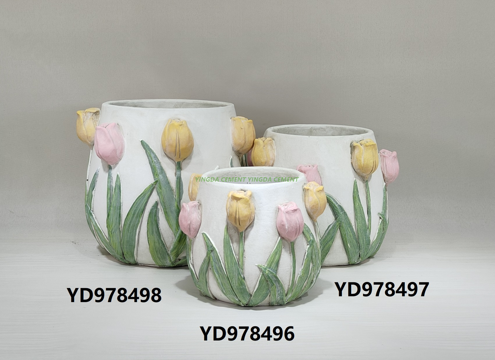 Cement Tulip-shaped Flower Pot for Decoration 