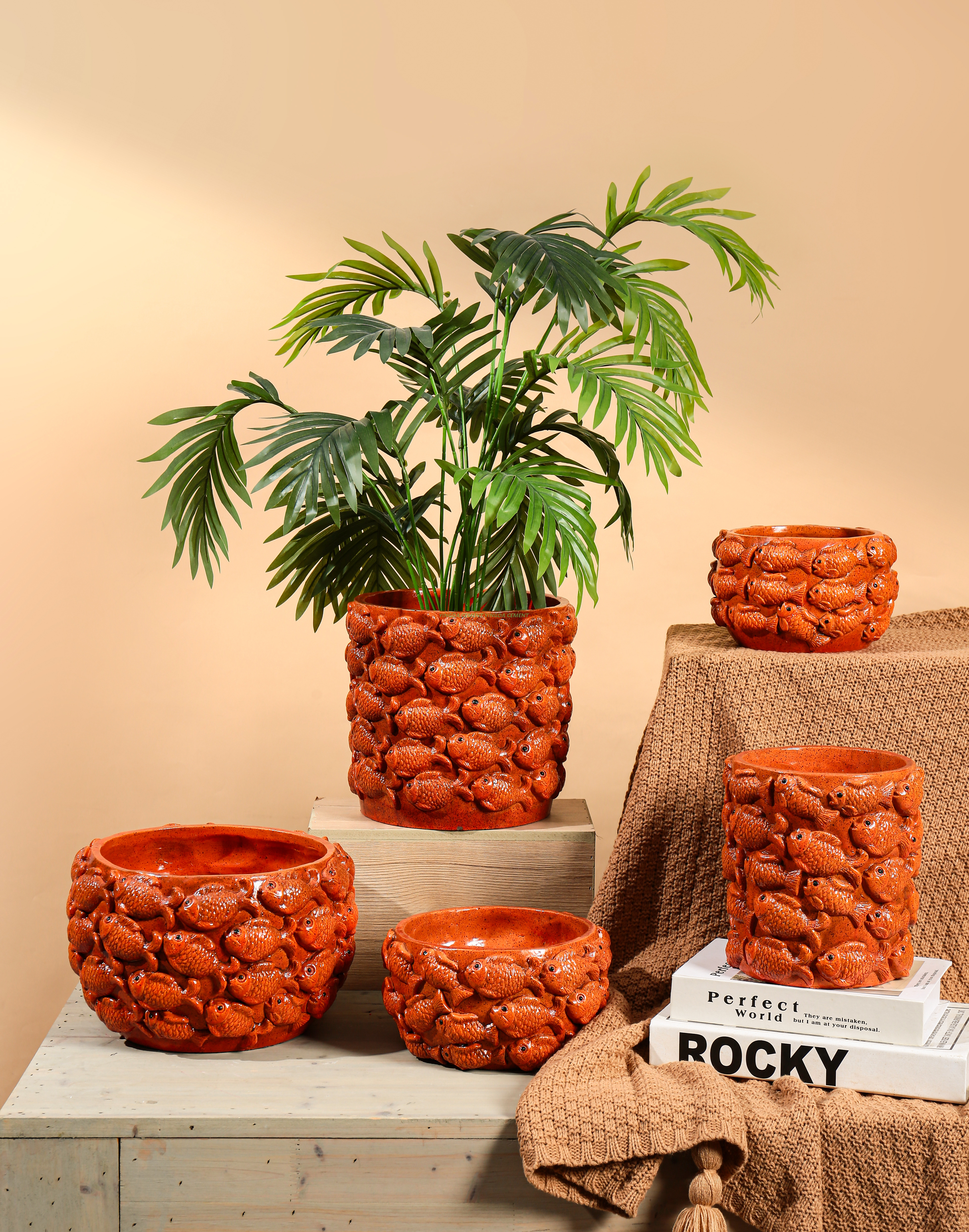 Succulent Bonsai Pot Flower Pots Ocean Cement New Design Indoor Handmade American Style Glazed Indoor Decor