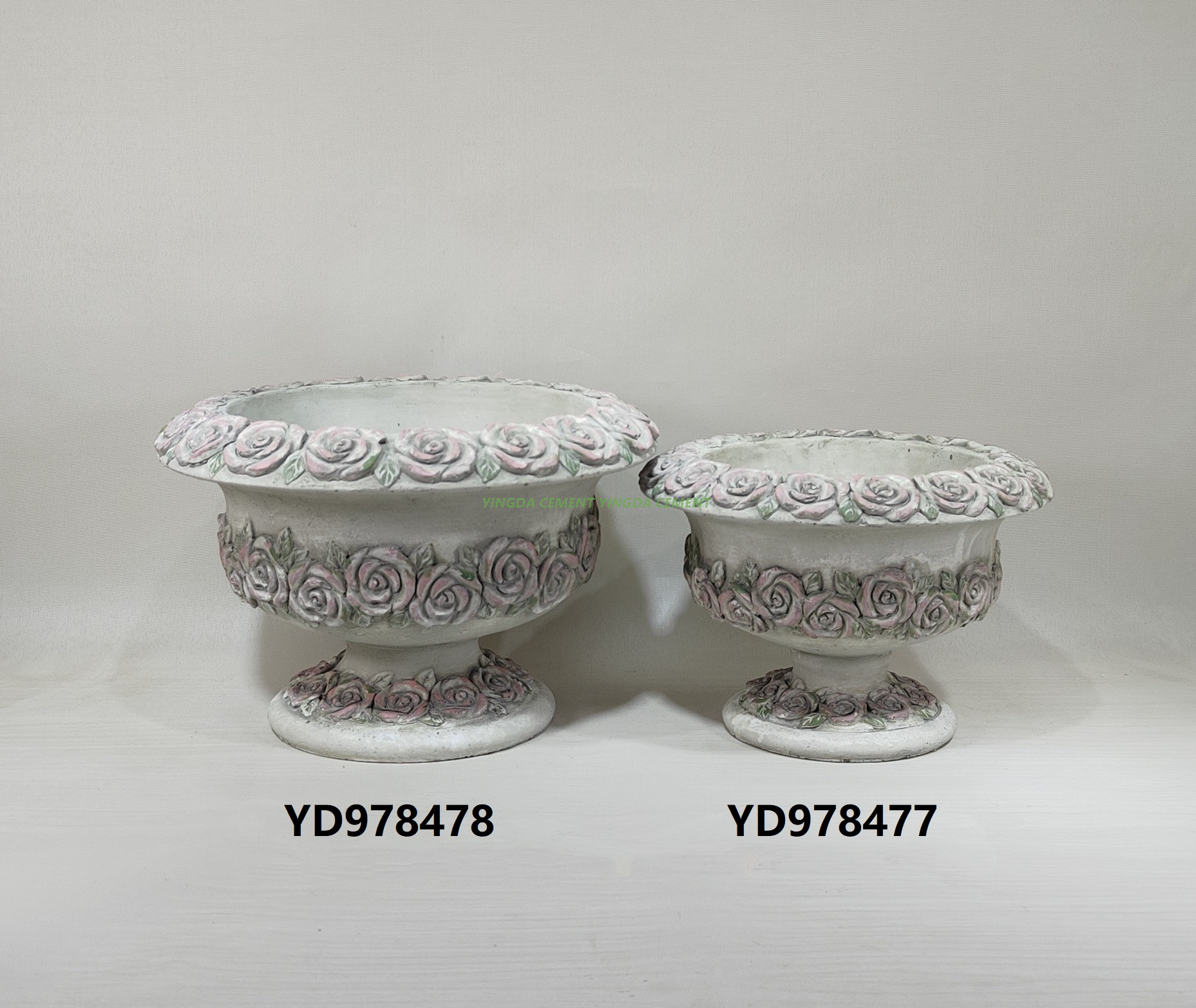 European-Style Cement Flower Pots Outdoor Garden Home Planting Planter Nursery Foam Wrap Powder Coating Vintage Style