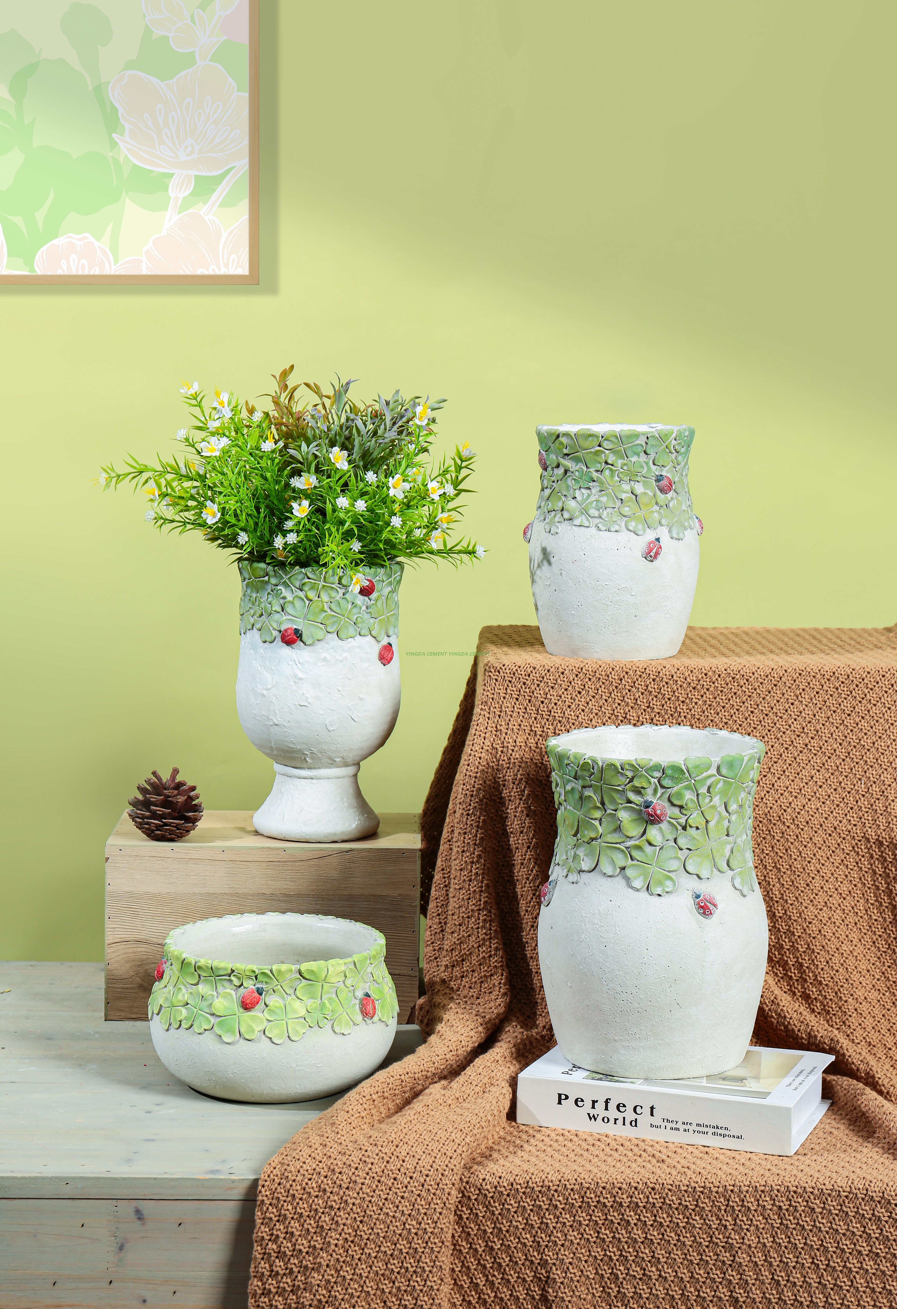 Modern European Style Concrete Flowerpot Ceramic Flower Pot Indoor Decoration Ceramic Planter Flower Pot