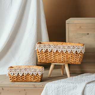 Factory wholesale customization bamboo weaving design indoor outdoor garden plant pots planters cement flower pots