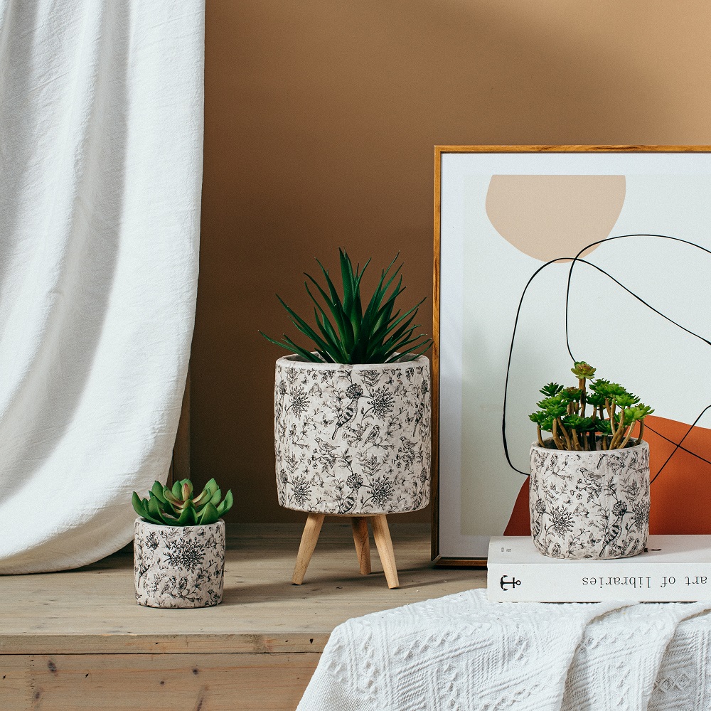 High quality modern Indoor cement flower pots tabletop decor concrete flower pots & planters