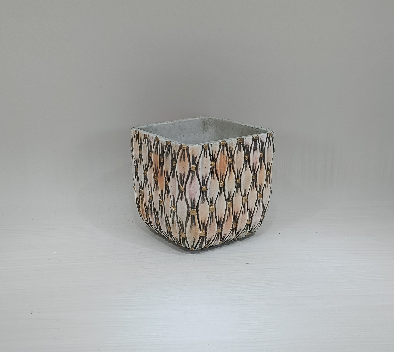 Nordic modern custom unique design embossed surface pots bonsai balcony square succulent flower pot