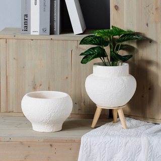 Minimalism style white color ceramic bonsai pots wedding decoration matte cement plant pot for flower