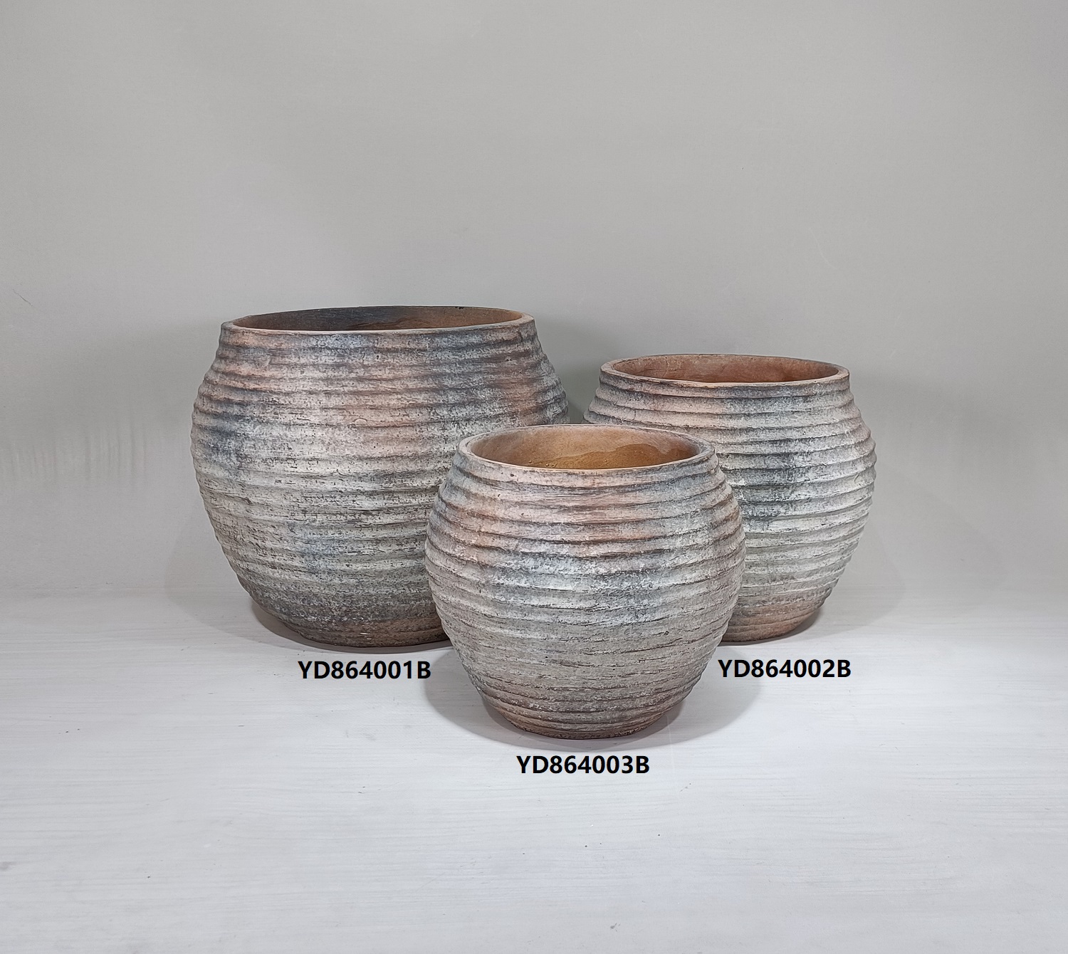 Retro style round clay terracotta flower pot garden ornaments cement plant pot for decoration