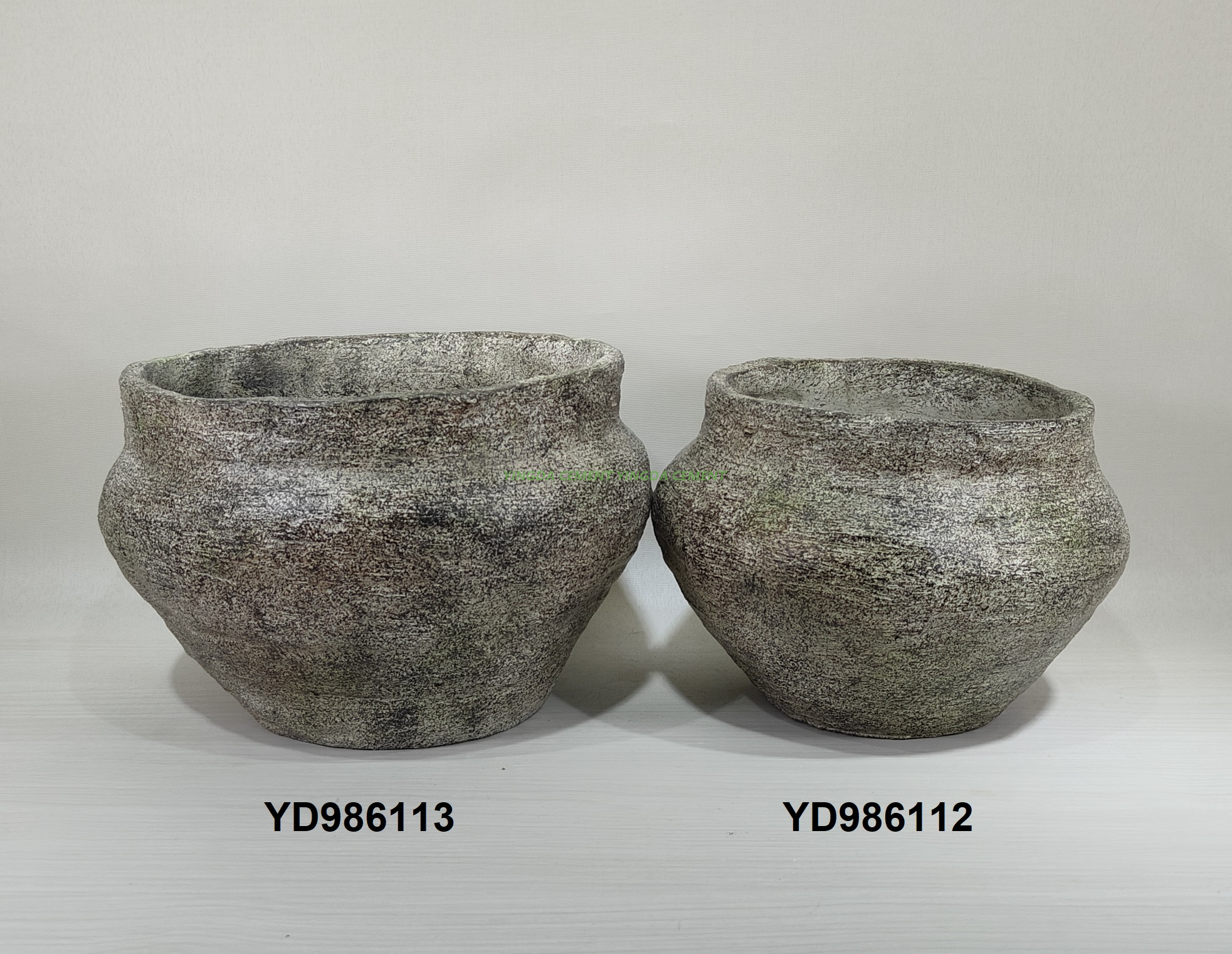 Retro custom size bonsai garden round indoor planter pot chinese cement flower pots