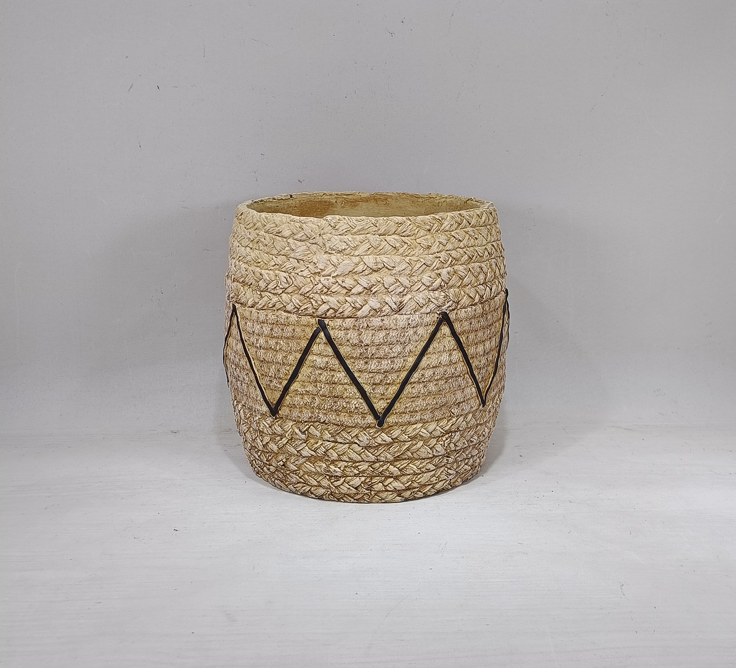 bamboo woven design succulent planter pot concrete cement flower plant pots for garden