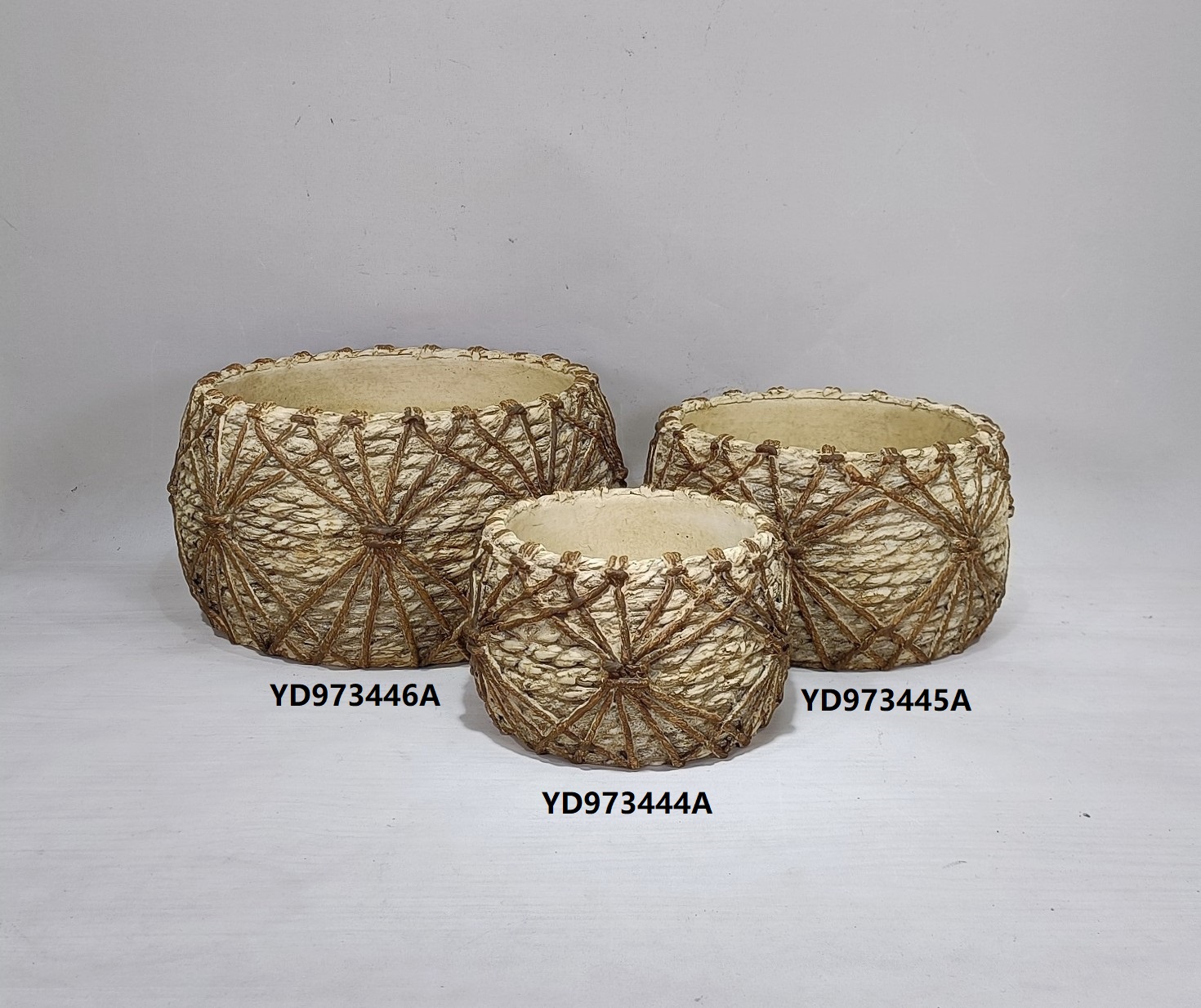 Bamboo design concrete flower plant table decoration cement indoor plant pot garden pots