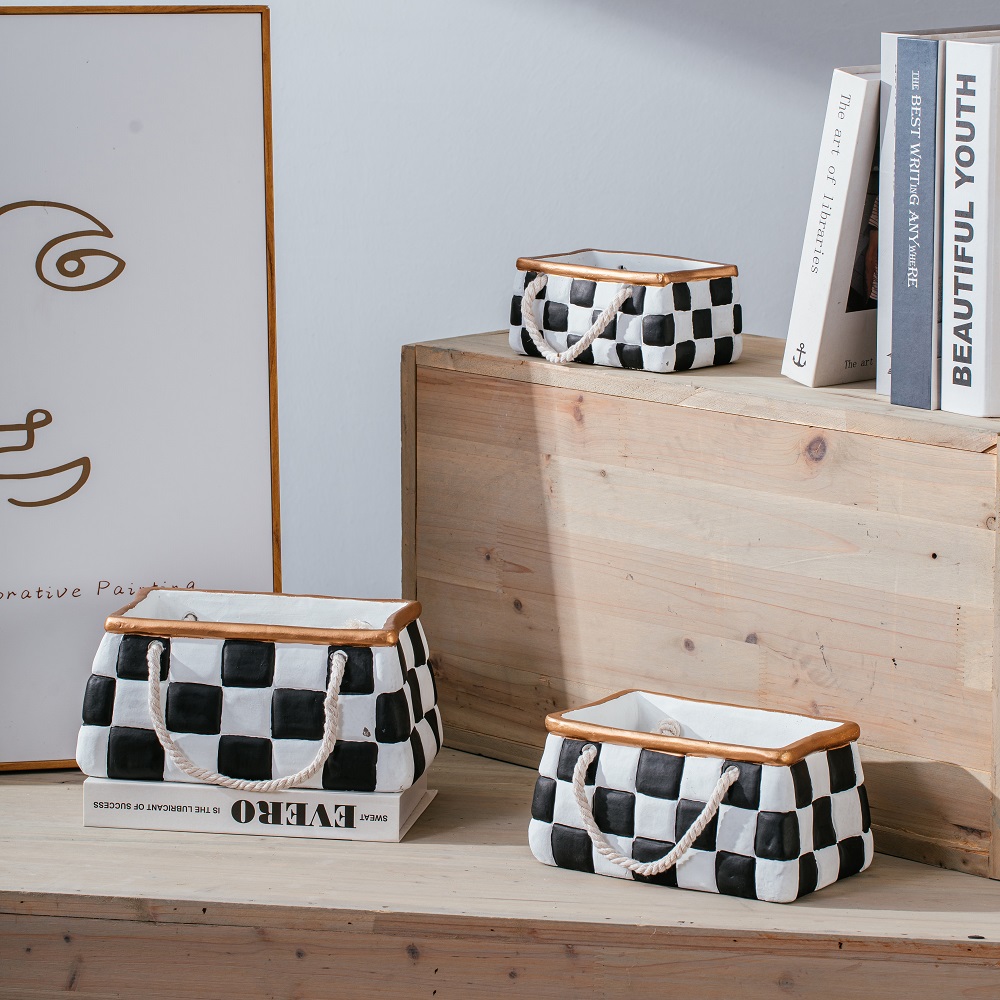 Wholesale nordic design garden decoration rectangular pots indoor outdoor cement flower pots