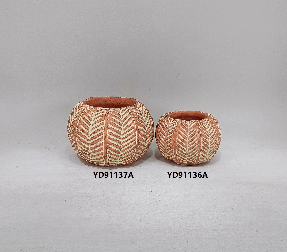 Embossed modern cement garden pot vegetable design pumpkin shape planter flower pot