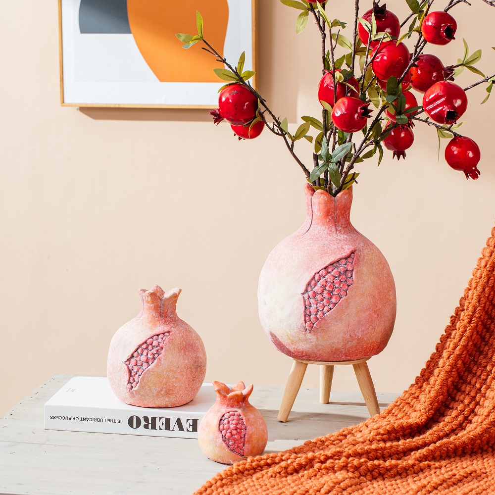 Embossed modern cement vase fruit design Pomegranate shape Concrete Vase