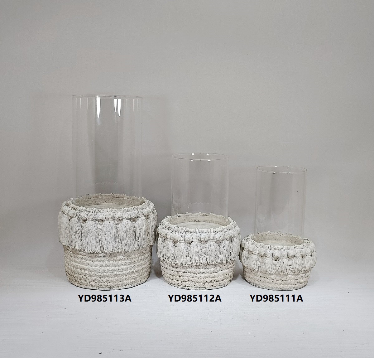 Modern wedding decorative cement candle candlestick custom logo glass candle holder