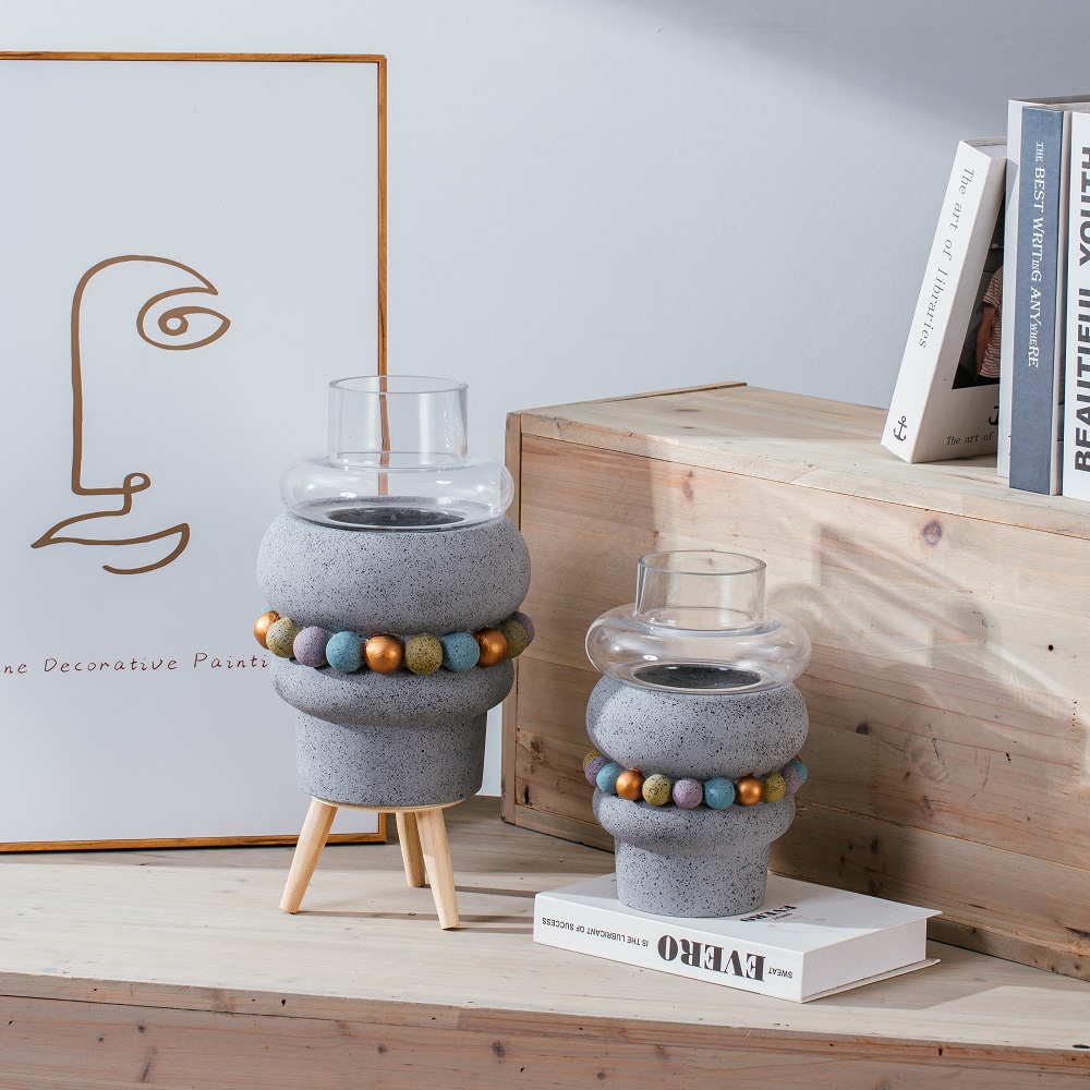 Dot embossed design luxury concrete flower pot for christmas decoration cement flower pot