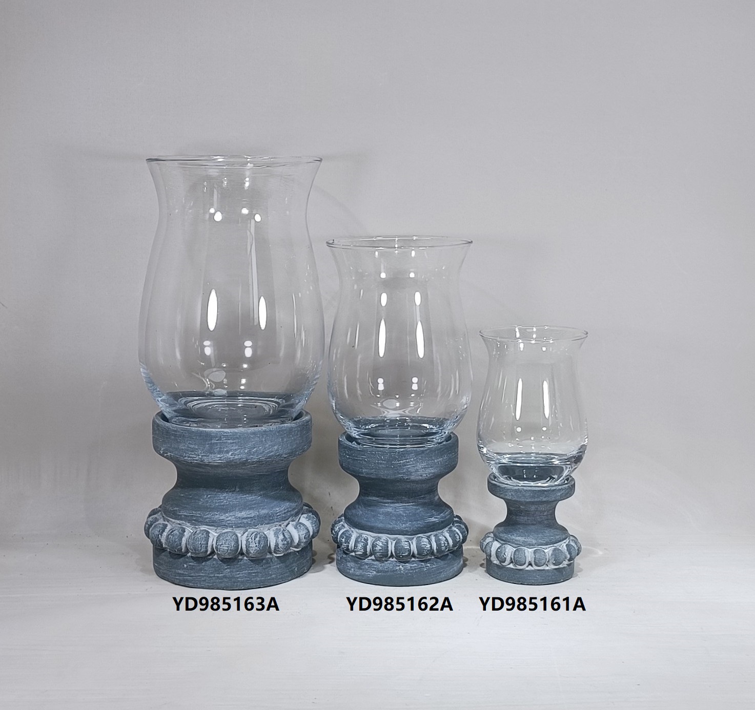 Creative home table top decoration cement tea light candle jar concrete candle holder with glass pot