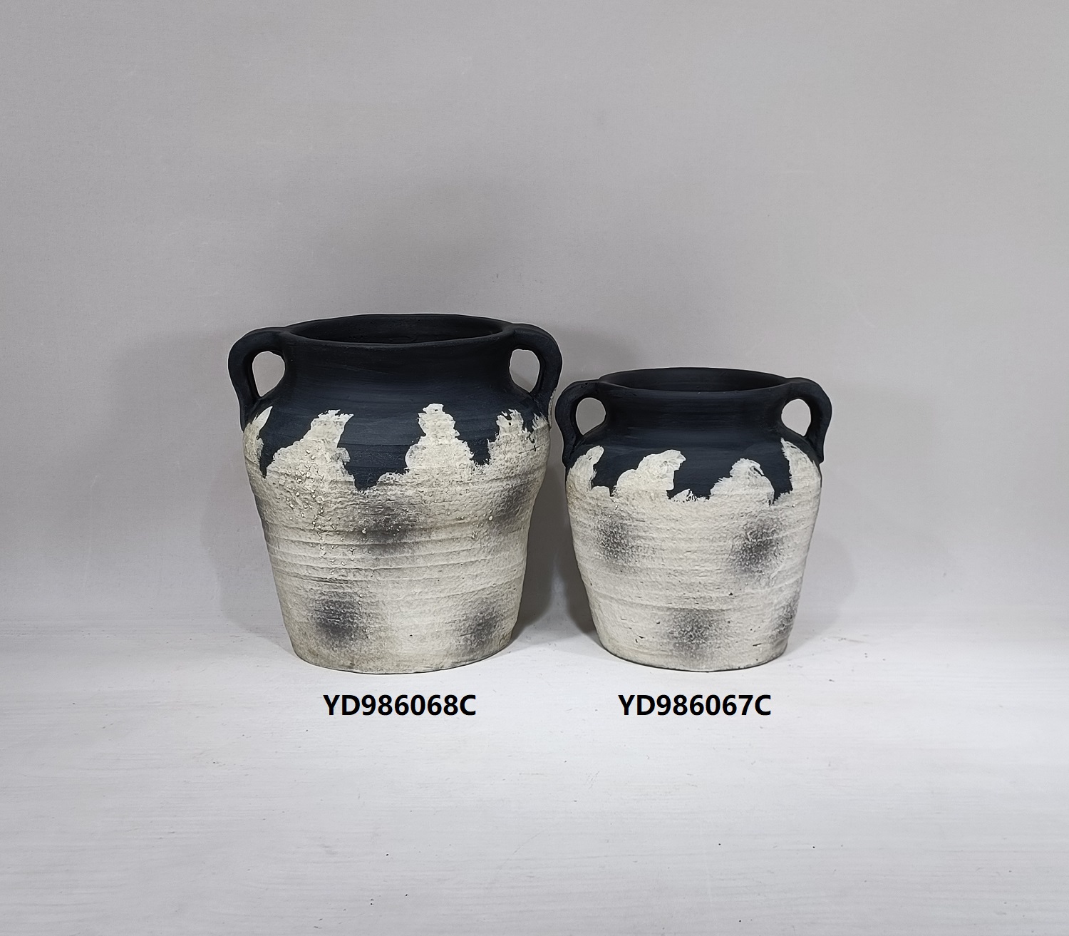 Home garden suppliers wholesale cement plant pots Matte Succulent Planters Decorative Flower Pot with Double Handles