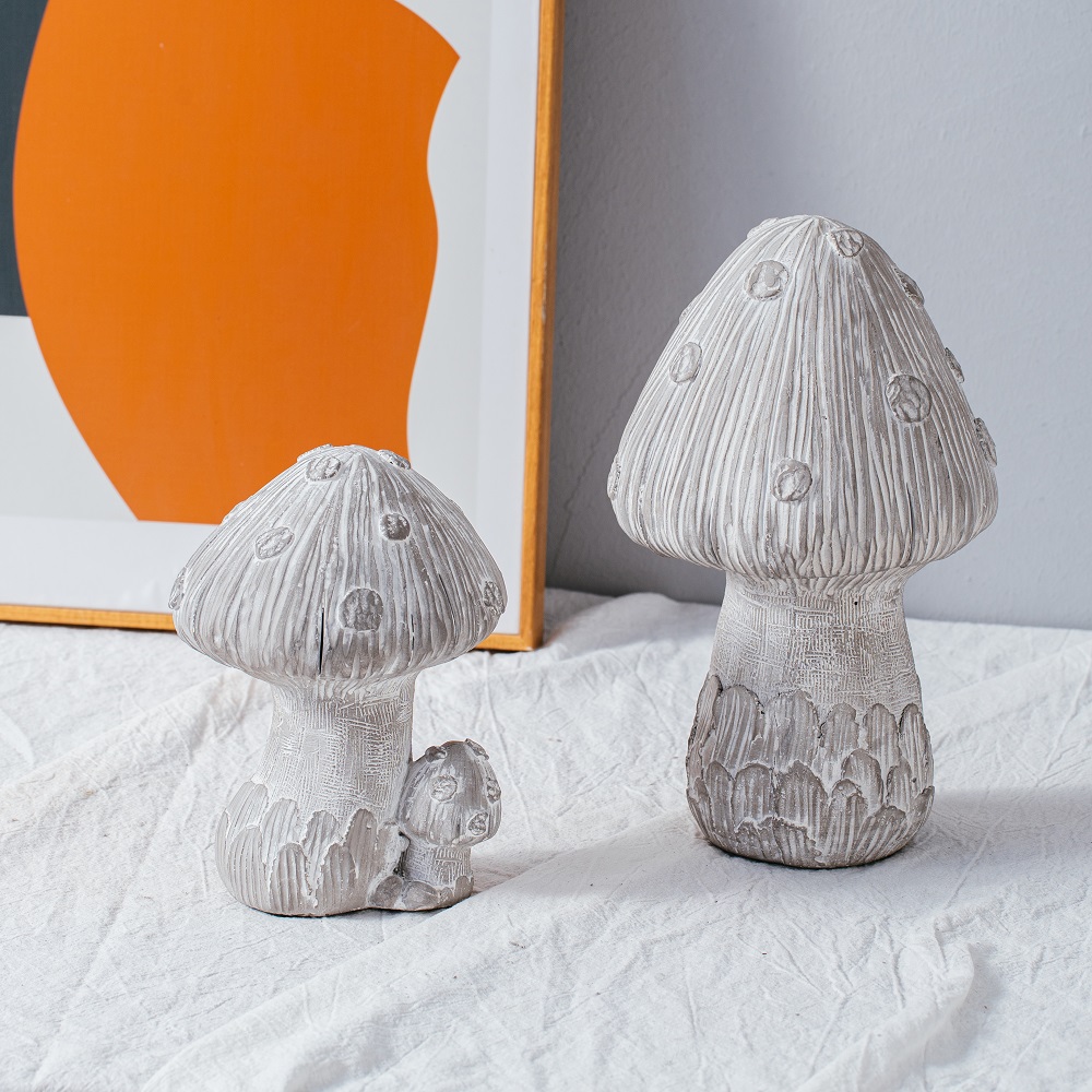 New style modern creative grey white mushroom shape matte cement home decor 